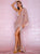 Sexy Rose Gold V-Neck Single Sleeve Sequins Split Party Maxi Dress - minxxshop.com