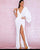 Sexy Rose Gold V-Neck Single Sleeve Sequins Split Party Maxi Dress - minxxshop.com