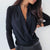 Deep V-Neck Long Sleeve Blouse - minxxshop.com