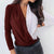 Deep V-Neck Long Sleeve Blouse - minxxshop.com