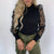 New Knitted Polka Dot Puff Long Sleeve Blouse - minxxshop.com