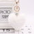 Heart Pom Pom Key Chain With Round Crystal Ball - minxxshop.com