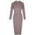 Nude Long Sleeve Bandage Dress - minxxshop.com